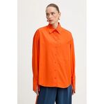 Bombažna srajca Patrizia Pepe - oranžna. Srajca iz kolekcije Patrizia Pepe, izdelana iz tanke, neelastične tkanine. Model iz izjemno udobne bombažne tkanine.