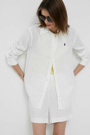 Lanena srajca Polo Ralph Lauren bela barva - bela. Srajca iz kolekcije Polo Ralph Lauren. Model izdelan iz lahke tkanine. Ima klasičen ovratnik. Izjemno udoben