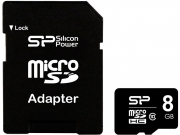 Silicon Power Micro Secure Digital (microSDHC) kartica 8 GB + SD adapter
