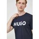Bombažna kratka majica HUGO mornarsko modra barva - mornarsko modra. Ohlapna kratka majica iz kolekcije HUGO. Model izdelan iz tanke, elastične pletenine.