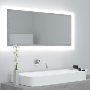 Shumee LED ogledalo za kopalnico siva betonska plošča 100x8