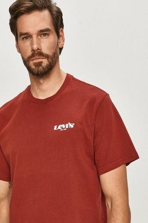 Levi's t-shirt - bordo. Ohlapen T-shirt iz kolekcije Levi's. Model izdelan iz tanke