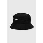 Bombažni klobuk Champion črna barva - črna. Klobuk iz kolekcije Champion. Model z ozkim robom, izdelan iz materiala z nalepko.