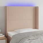 vidaXL LED posteljno vzglavje kapučino 93x16x118/128 cm umetno usnje