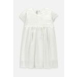 Obleka za dojenčka Coccodrillo bela barva - bela. Obleka za dojenčke iz kolekcije Coccodrillo. Raven model, izdelan iz enobarvne tkanine.