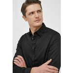 Srajca Armani Exchange moška, črna barva, - črna. Srajca iz kolekcije Armani Exchange. Model izdelan iz enobarvne tkanine. Ima klasičen, rahlo ojačan ovratnik.