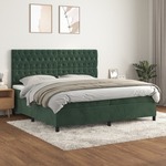 Box spring postelja z vzmetnico temno zelena 200x200 cm žamet - vidaXL - Zelena - 94,18 - 200 x 200 cm - vidaXL
