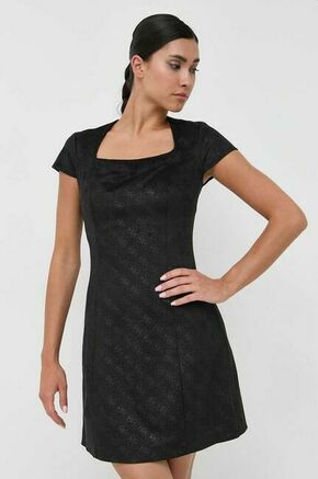 Obleka Guess črna barva - črna. Obleka iz kolekcije Guess. Model izdelan iz imitacije semiša. Poliester zagotavlja večjo odpornost na gubanje.