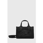 Torbica Karl Lagerfeld črna barva, 245W3093 - črna. Majhna torbica iz kolekcije Karl Lagerfeld. Model na zapenjanje, izdelan iz ekološkega usnja.