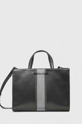 Torbica Calvin Klein siva barva - siva. Velika torbica iz kolekcije Calvin Klein. Model na zapenjanje