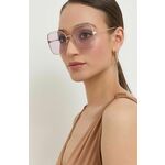 Sončna očala Gucci ženski, zlata barva - zlata. Sončna očala iz kolekcije Gucci. Model z enobarvnimi stekli in okvirji iz kombinacije kovine in plastike. Ima filter UV 400.
