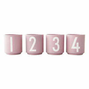 Komplet 4 roza porcelanastih skodelic Design Letters Mini