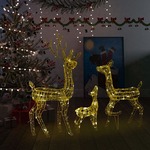 vidaXL Božična dekoracija družina jelenov 300 toplo belih LED lučk