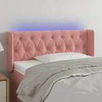 Vidaxl LED posteljno vzglavje roza 103x16x78/88 cm žamet
