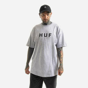 Bombažna kratka majica HUF črna barva - siva. Lahkotna kratka majica iz kolekcije HUF. Model izdelan iz tanke