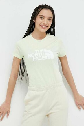 Bombažna kratka majica The North Face zelena barva - zelena. Kratka majica iz kolekcije The North Face. Model izdelan iz pletenine s potiskom.