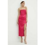 Obleka Bardot YANA roza barva, 59217DB - roza. Obleka iz kolekcije Bardot. Model izdelan iz enobarvne tkanine. Model iz satenaste tkanine, ki je odporna na gubanje.