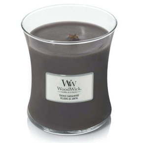 Woodwick Dišeča vaza za sveče Suede &amp; Sandalovina 275 g