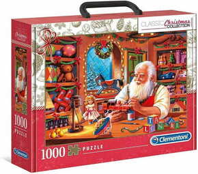 Clementoni Puzzle v etuiju Božična zbirka: Božičkova delavnica 1000 kosov