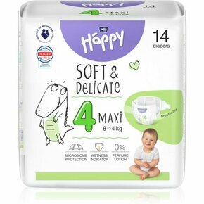 BELLA Baby Happy Soft&amp;Delicate Size 4 Maxi plenice za enkratno uporabo 8-14 kg 14 kos