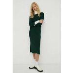 Obleka Bruuns Bazaar zelena barva - zelena. Obleka iz kolekcije Bruuns Bazaar. Model izdelan iz elastične pletenine. Model iz izjemno udobne tkanine z visoko vsebnostjo viskoze.