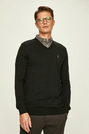 Polo Ralph Lauren pulover - črna. Pulover iz kolekcije Polo Ralph Lauren. Model z V izrezom