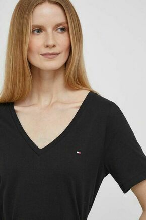 Bombažna kratka majica Tommy Hilfiger črna barva - črna. Kratka majica iz kolekcije Tommy Hilfiger