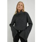 Volnen pulover Herskind ženski, siva barva - siva. Pulover iz kolekcije Herskind. Model s puli ovratnikom, izdelan iz debele, volnene pletenine.