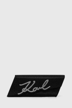 Torbica Karl Lagerfeld črna barva - črna. Majhna večerna torbica iz kolekcije Karl Lagerfeld. Model na zapenjanje