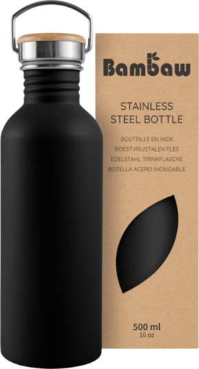"Bambaw Steklenica iz nerjavečega jekla za večkratno uporabo - Jet Black"