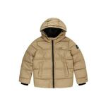Otroška jakna BOSS bež barva - bež. Otroški jakna iz kolekcije BOSS. Podložen model, izdelan iz prešitega materiala. Model z dvignjenim ovratnikom zagotavlja dodatno zaščito pred mrazom.