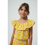 Otroška kratka majica Mayoral rumena barva - rumena. Kratka majica iz kolekcije Mayoral. Model izdelan iz tkanine z vzorcem. Zaradi vsebnosti poliestra je tkanina bolj odporna na gubanje.