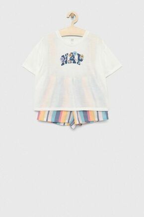 Otroška pižama GAP bela barva - bela. Otroška Pižama iz kolekcije GAP. Model izdelan iz dveh različnih materialov.