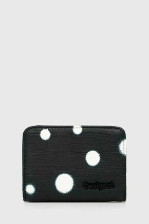 Denarnica Desigual črna barva - črna. Mala denarnica iz kolekcije Desigual. Model izdelan iz tekstilnega materiala.