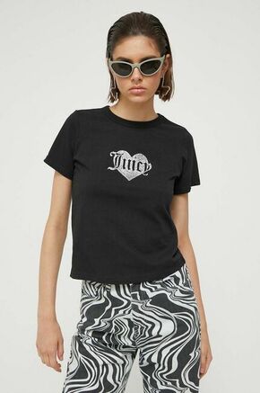 Bombažna kratka majica Juicy Couture Haylee črna barva - črna. Kratka majica iz kolekcije Juicy Couture