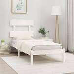 shumee Okvir za posteljo, bel, masivni les, 90x200 cm