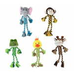 WEBHIDDENBRAND Pet Toys plišasta vrv igrača za pse, opica/slon/žirafa/piščanec/krokodil, 35 cm