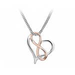 Silver Cat Romantična srčna dvobarvna ogrlica s simbolom neskončnosti SC428 srebro 925/1000