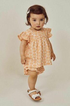 Komplet za dojenčka zippy oranžna barva - oranžna. Komplet za dojenčka iz kolekcije zippy. Model izdelan iz vzorčaste pletenine.