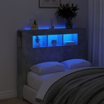 vidaXL LED posteljno vzglavje betonsko sivo 120x18,5x103,5 cm inž. les