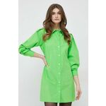 Bombažna obleka Tommy Hilfiger zelena barva - zelena. Obleka iz kolekcije Tommy Hilfiger. Raven model izdelan iz enobarvne tkanine. Visokokakovosten material, izdelan v skladu z načeli trajnostnega razvoja.