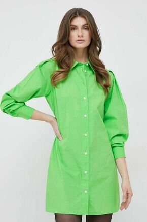 Bombažna obleka Tommy Hilfiger zelena barva - zelena. Obleka iz kolekcije Tommy Hilfiger. Raven model izdelan iz enobarvne tkanine. Visokokakovosten material