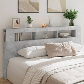 Vidaxl LED posteljno vzglavje betonsko sivo 200x18