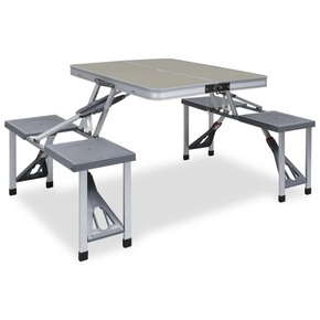 Zložljiva miza za kampiranje s 4 sedeži jeklo aluminij