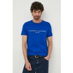 Tommy Hilfiger kratka majica - mornarsko modra. Kratka majica iz kolekcije Tommy Hilfiger. Model izdelan iz tanke, elastične pletenine.