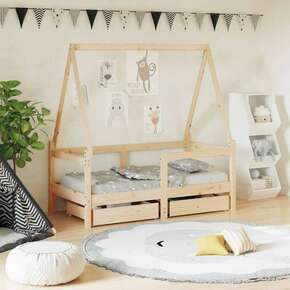 Greatstore Otroški posteljni okvir s predali 70x140 cm trdna borovina