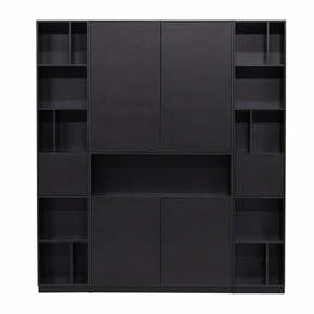 Črna modularna knjižna polica iz masivnega bora 190x210 cm Finca – WOOOD