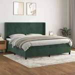 Box spring postelja z vzmetnico temno zelena 200x200 cm žamet - vidaXL - Zelena - 95,63 - 200 x 200 cm - vidaXL