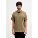 Bombažen polo Calvin Klein - zelena. Polo iz kolekcije Calvin Klein, izdelan iz tanke, elastične pletenine.