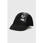 Asics kapa - črna. Baseball kapa iz kolekcije Asics. Model izdelan iz tkanine s potiskom.